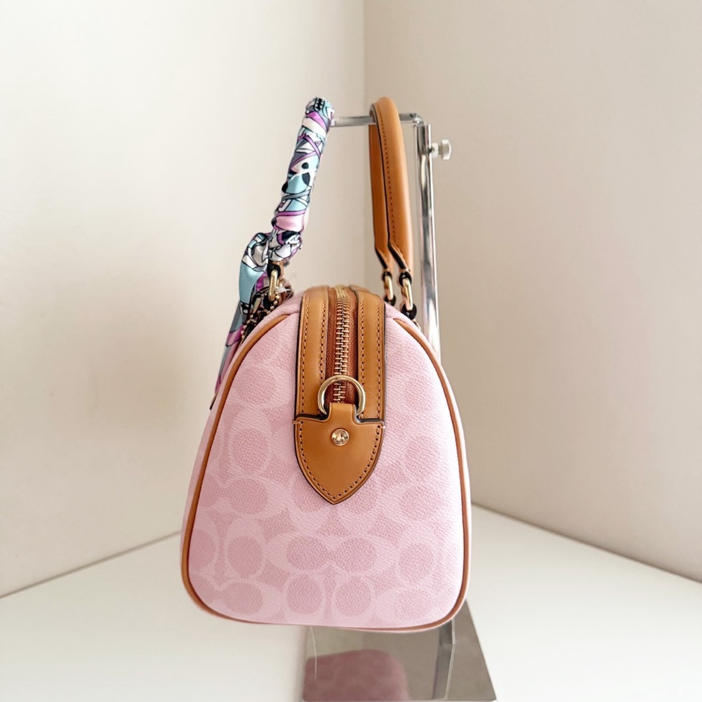 Coach Rowan Satchel Bag In Signature Canvas With Charms Powder pink NWOT - Picture 3 of 9
